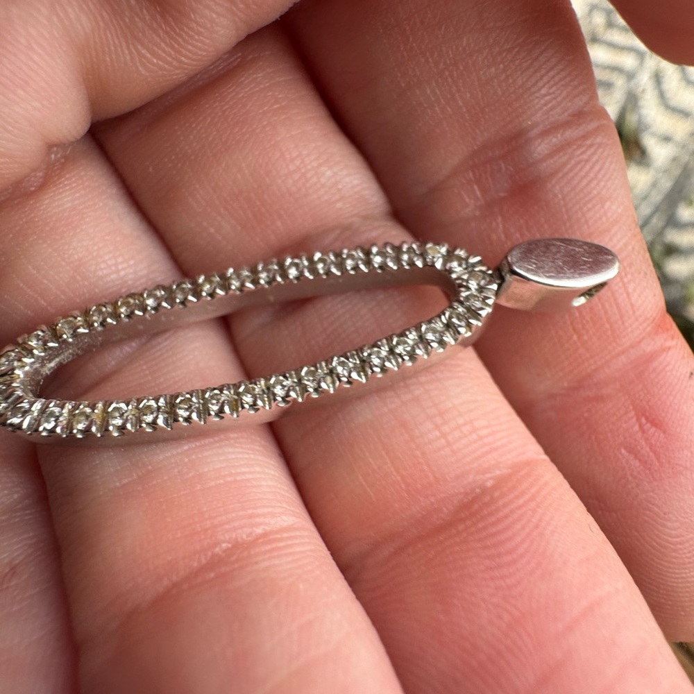 Vintage solid 14k white gold genuine diamond pendant - Picture 6 of 14